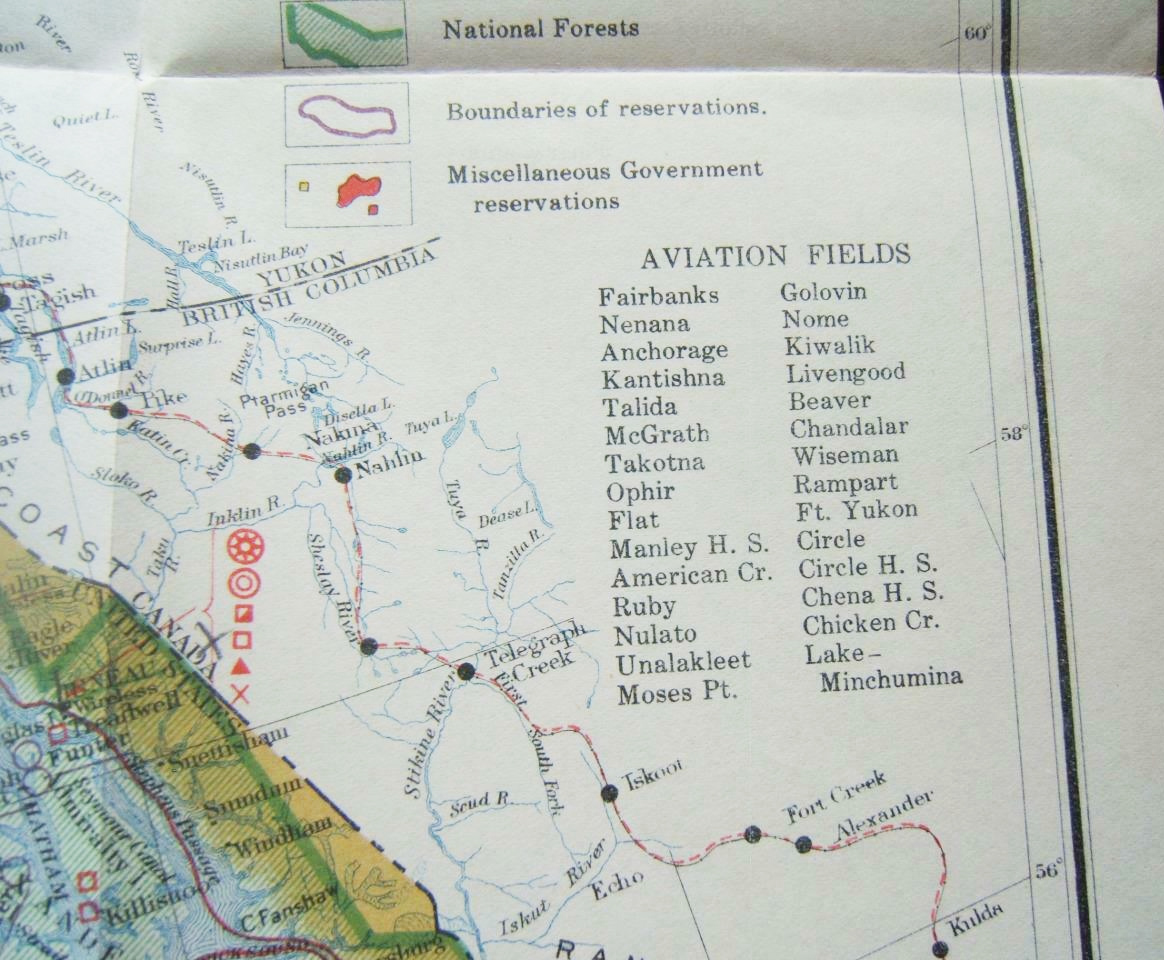 For sale: Original 1926 map of Alaska aviation
              fields.