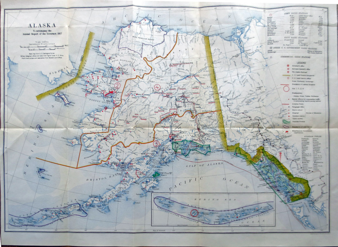 For sale: Original 1927 map of Alaska aviation
              fields.