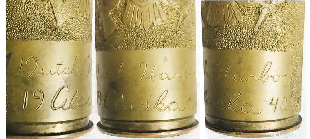 For sale: Original WW2 trench art from the Aleutian
              Islands, Battle of Dutch Harbor.