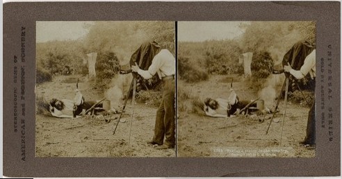 For sale: original stereoview of a photographer with
              camera taking a picture.