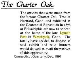 The Connecticut Charter Oak and the
                    Lyman Eckford Post family of Westbrook, Ct.