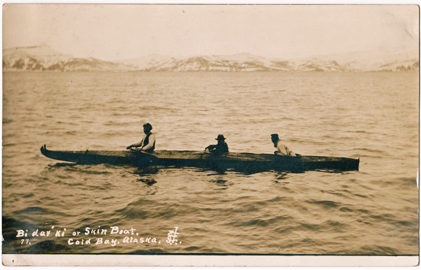 For sale:
              Real-photo Postcard of a Baidarka at Cold Bay, Alaska.