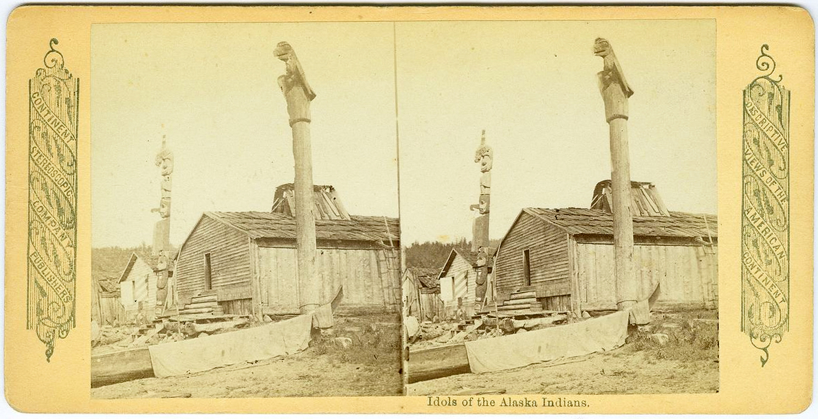 For
              sale: Circa 1878 stereoview titled Idols of the Alaska
              Indians, Wrangell, Alaska.