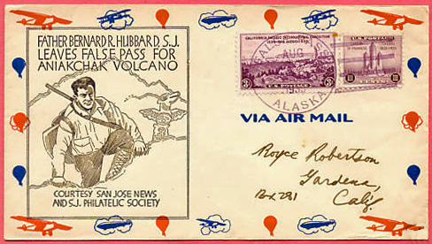 For sale: 1935 Alaska Father Bernard Hubbard leaves
              for Aniakchak Volcano
