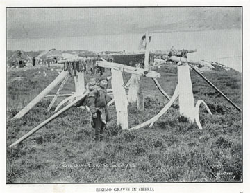 Siberian Eskimo graves. For sale: original view book
              "Souvenir of North Western Alaska" by O.D.
              Goetz.