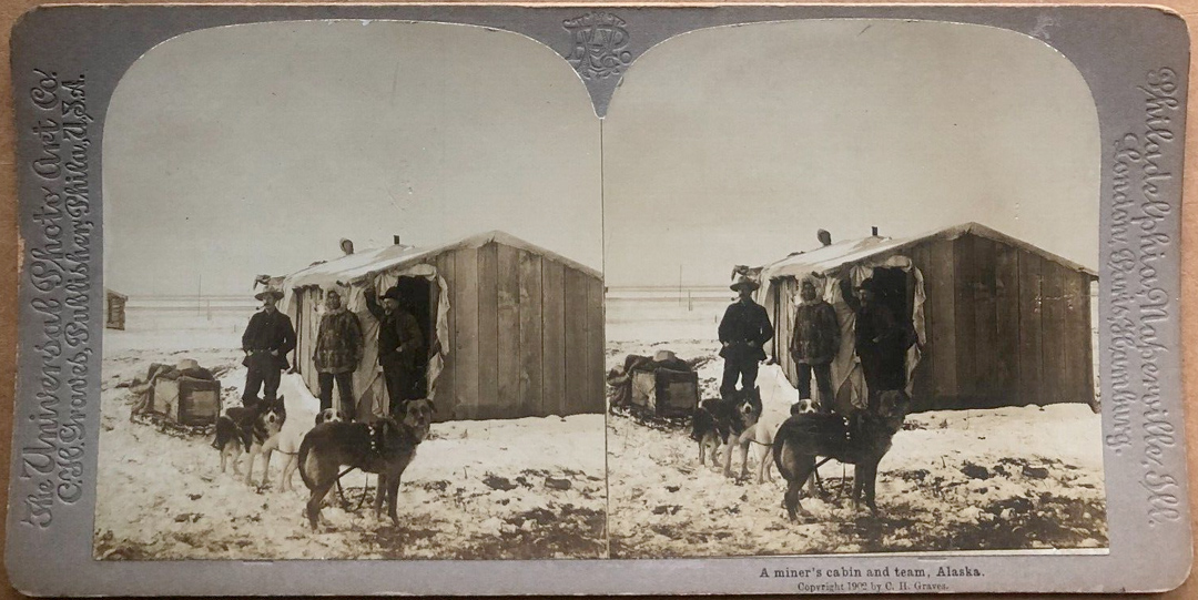 For sale: Original Alaska stereoview A Miners Cabin
              And Team by Graves.jpg