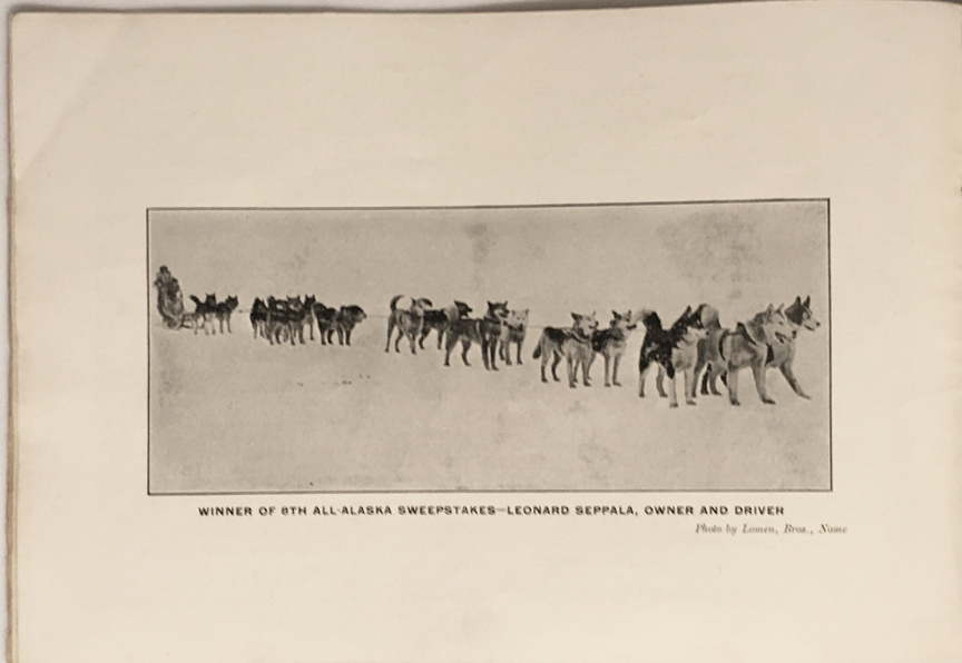 For sale: Original 1921 booklet on the sled dog races
              of Alaska and Manitoba.