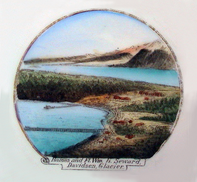 For sale: early Haines Alaska antique souvenir china
              showing the town of Haines and Fort William H. Seward,
              with Davidson Glacier in the background Over 100 years
              old, circa 1898.