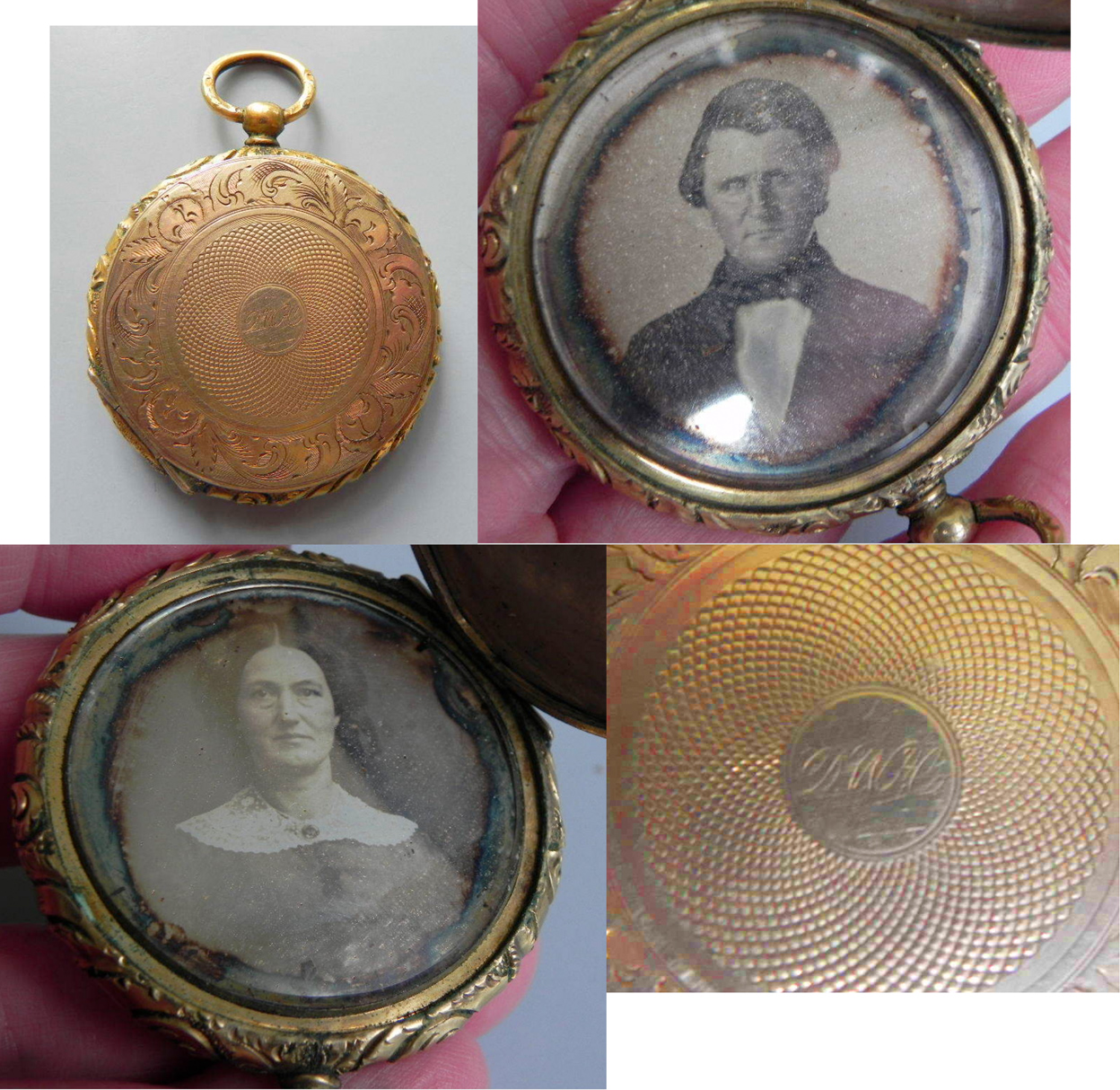 For sale: original circa 1855 daguerreotype locket of
              Joseph Sprague Hamlin & Delia Willard Hamlin.