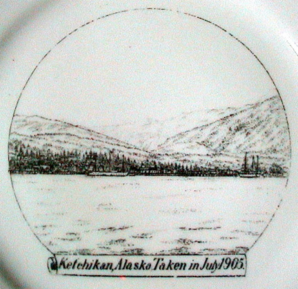 For sale: antique
              Souvenir china 1905 view of Ketchikan, Alaska.