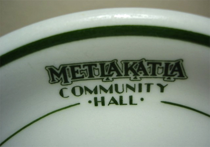 For sale: original souvenir china from the Metlakatla
              Community Hall, Alaska.