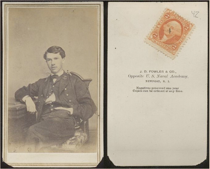 Carte de visite of
        unidentified navy man photographed at the Naval Academy in
        Newport, R.I. Probably in the class of 1865.