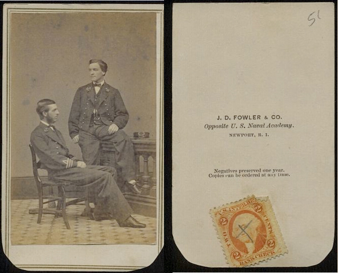 Carte de visite of
        unidentified navy men photographed at the Naval Academy in
        Newport, R.I. Probably in the class of 1865.