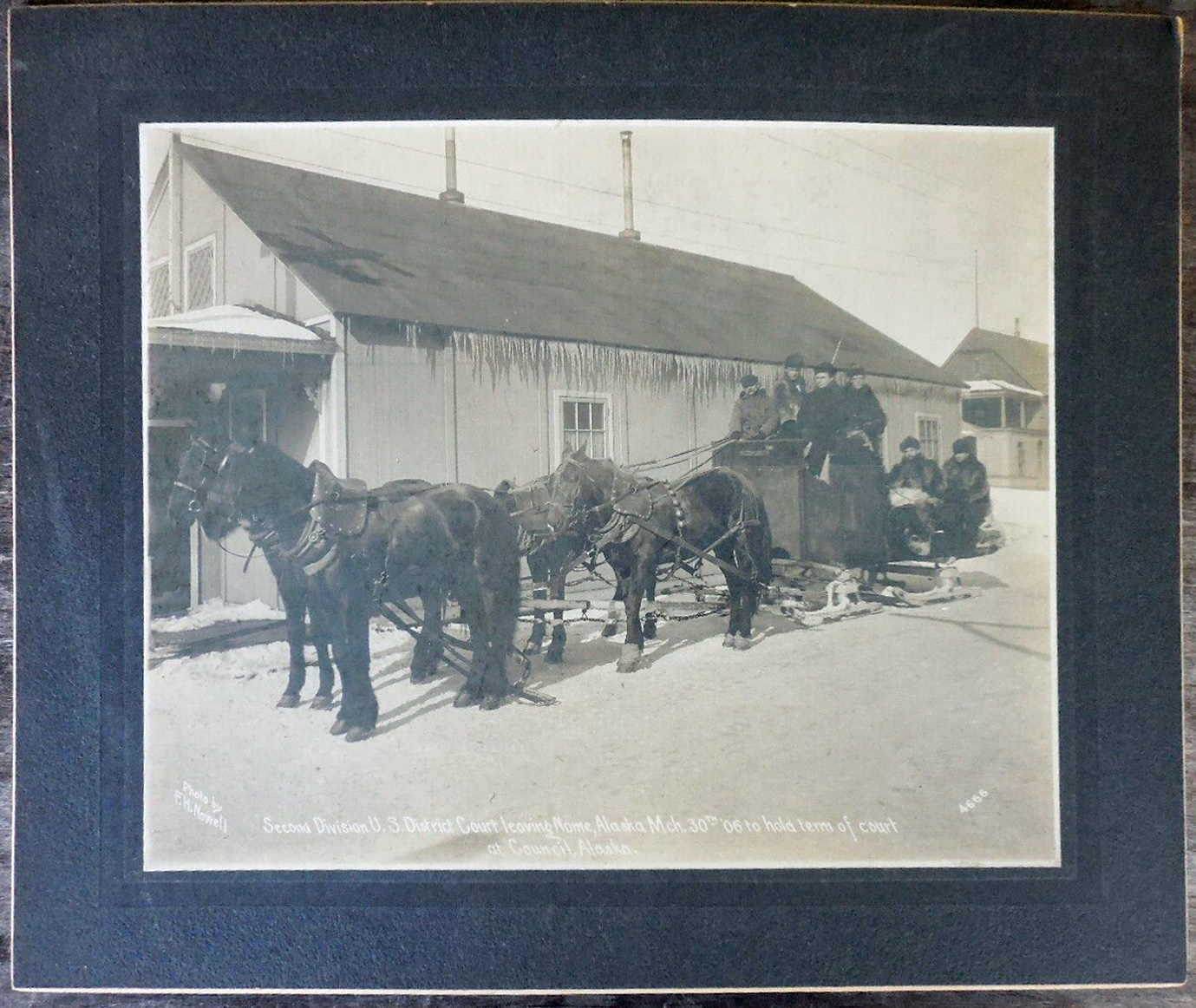 For sale: Original 1906 Nowell photograph of the Nome
              District Court Sleigh leaving for Council Alaska.jpg