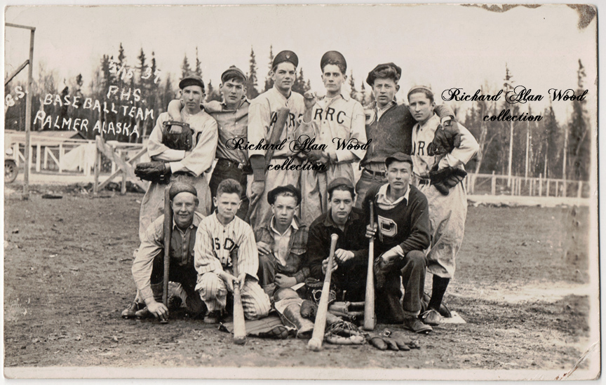 For sale: Rare 1937 Palmer Alaska High School
              baseball team photograph, as a Real Photo Postcard.