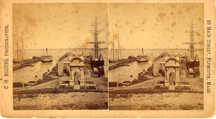 For sale: Plymouth Harbor Mass stereoview.