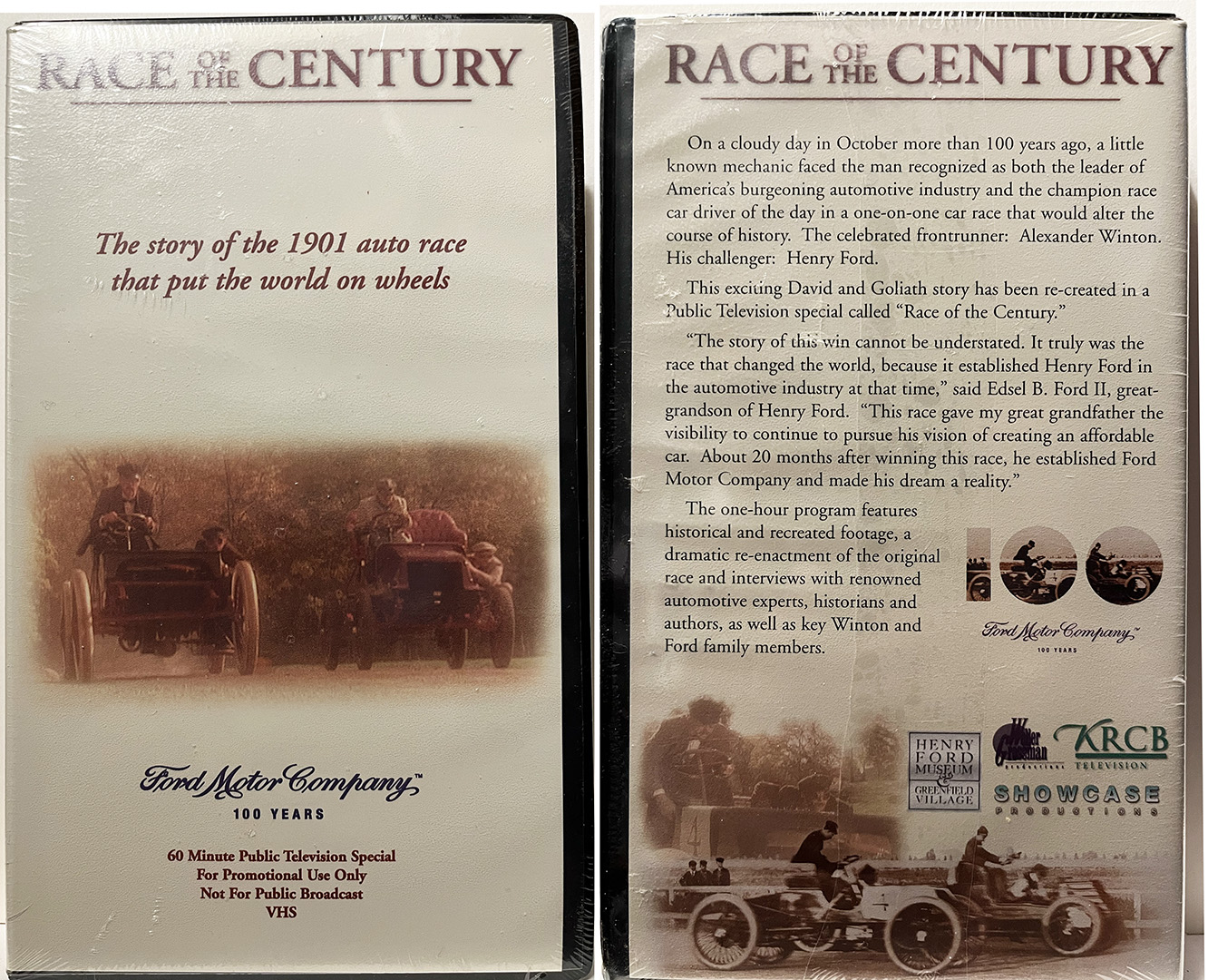 For sale: Unopened VHS video of the one hour program
              "Race of the Century The Story of the 1901 Auto Race
              that Put the World on Wheels."