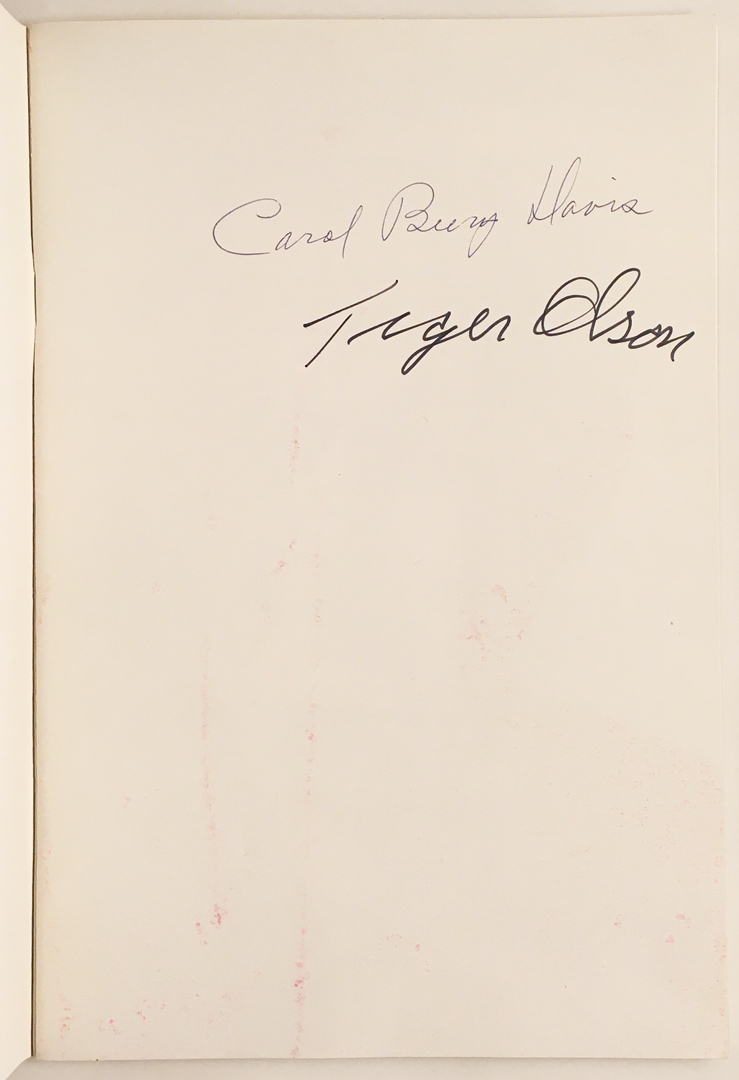 For sale: Tiger of Taku. Signed by Tiger Olson and
              Carol Beery Davis. Included with the book are ten original
              photographs of Tiger's birthday party in 1975 at Taku
              Harbor.