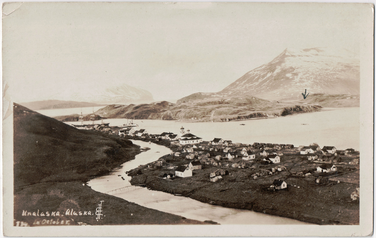 For sale: real photo postcard of Unalaska, Alaska, by
              J.E. Thwaites, 1922-1923.
