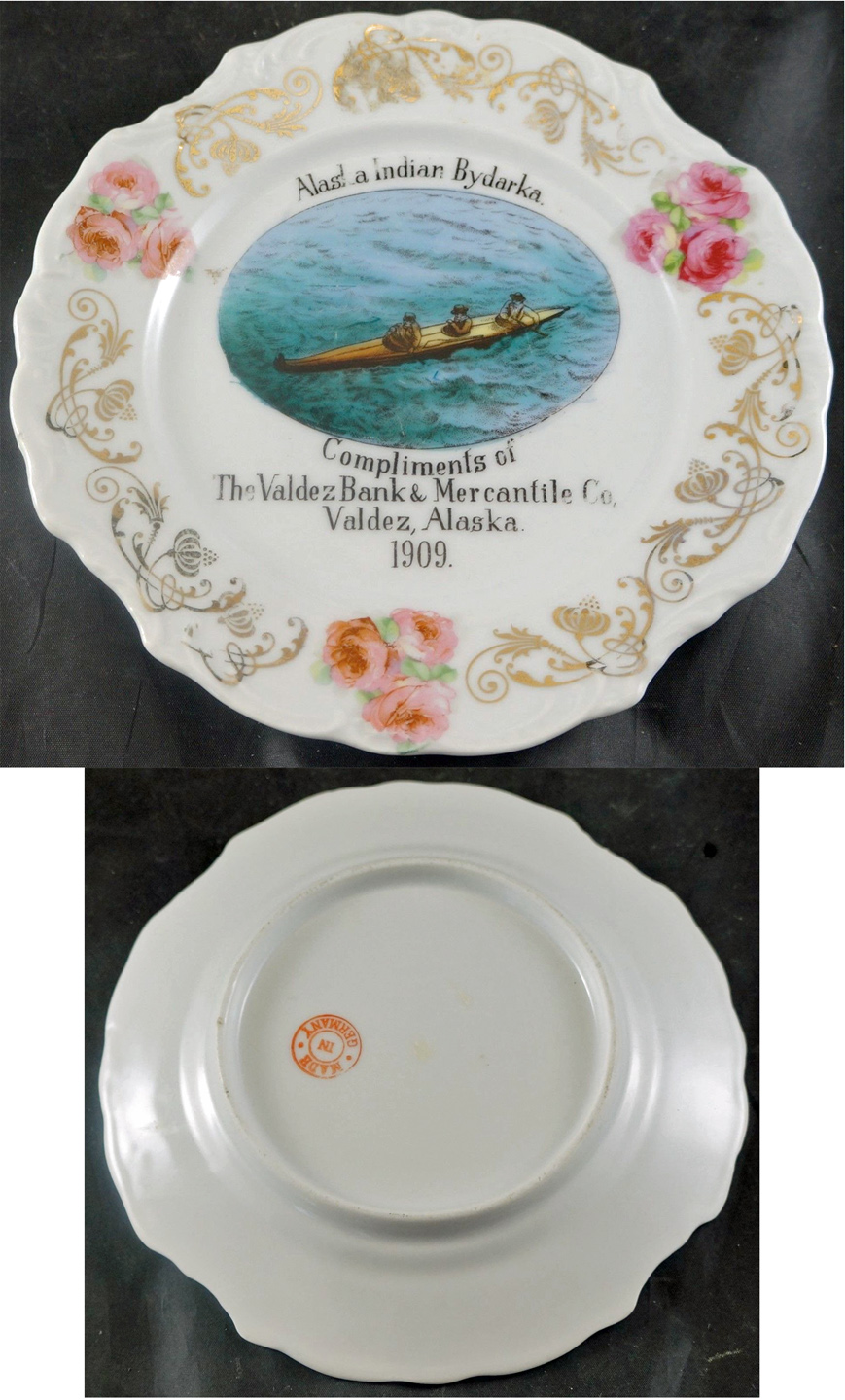For sale: Antique Alaska Valdez Bank & Mercantile
              Co. souvenir china for sale