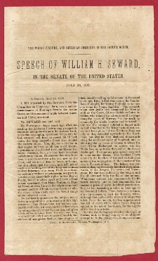 For sale: Original document Seward, William H. The
              Whale Fishery, and American Commerce in the Pacific Ocean.
              Speech of William H. Seward, in the Senate of the United
              States, July 29, 1852.
