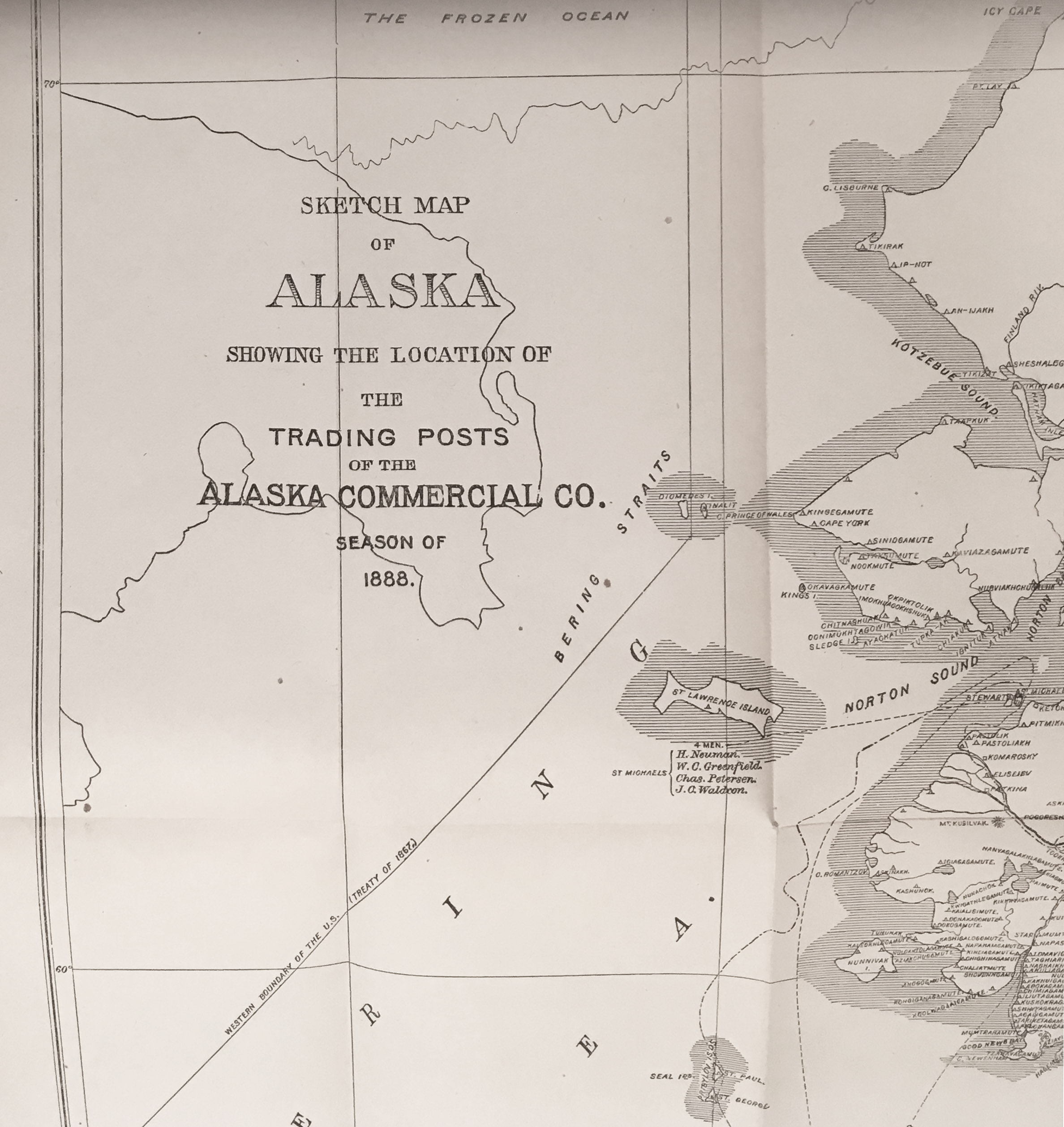 For sale: Original antique 1888 Alaska Commercial
              Company map, trading posts.