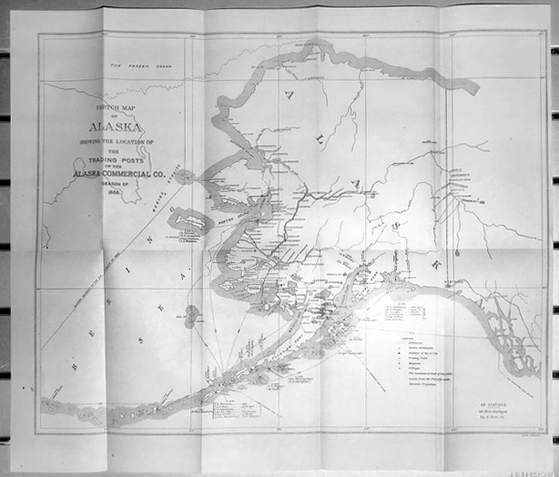 For sale: Original antique 1888 Alaska Commercial
              Company map, trading posts.